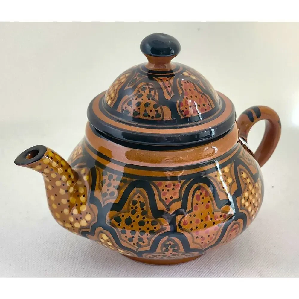 Le Souk Ceramique Tunisian Hand Painted Pottery Teapot Nabeul 8.5